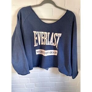 Vintage 1990's Everlast Workout Gear Blue Cropped Sweatshirt One Size Fits All